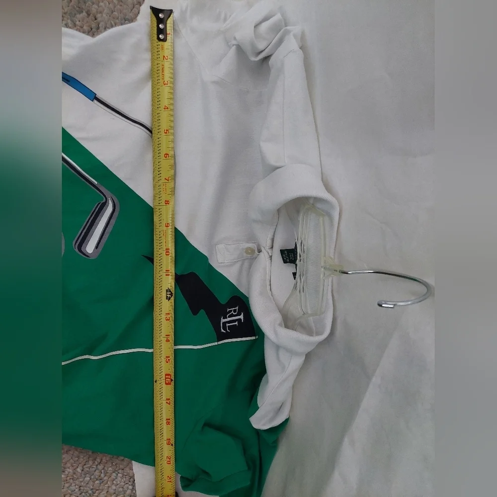 Ralph Lauren Lauren Active Green and White Golf Polo Size L.
